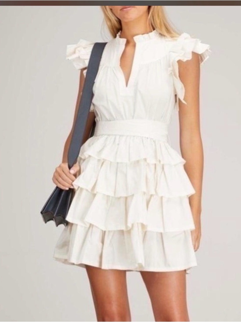 Ulla Johnson Lulua Ruffled Cotton Poplin Mini Dress - Bone White Size 2
